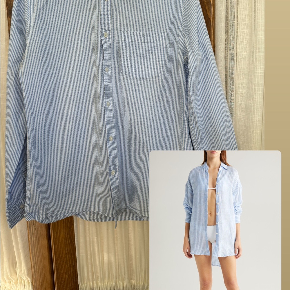 Brooks Brothers Light Blue and White Striped Casual Button-Down Shirt